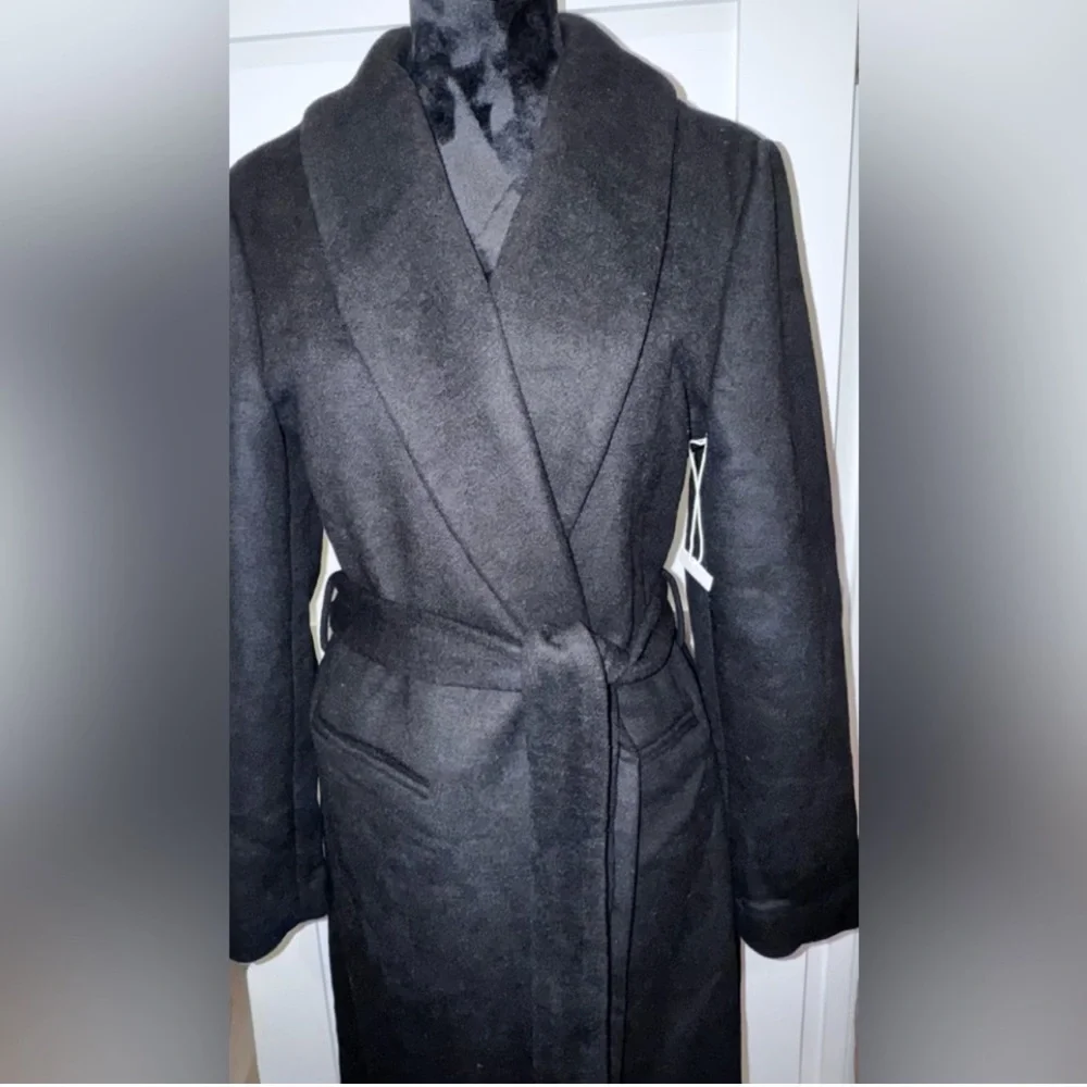 Reformation Downing Black Wool Blend Maxi Coat XL - Picture 3 of 6